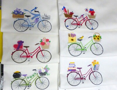 Seasonal Bicycle Pillow covers, Embroidered bicycle pillow, Winter pillows - image5